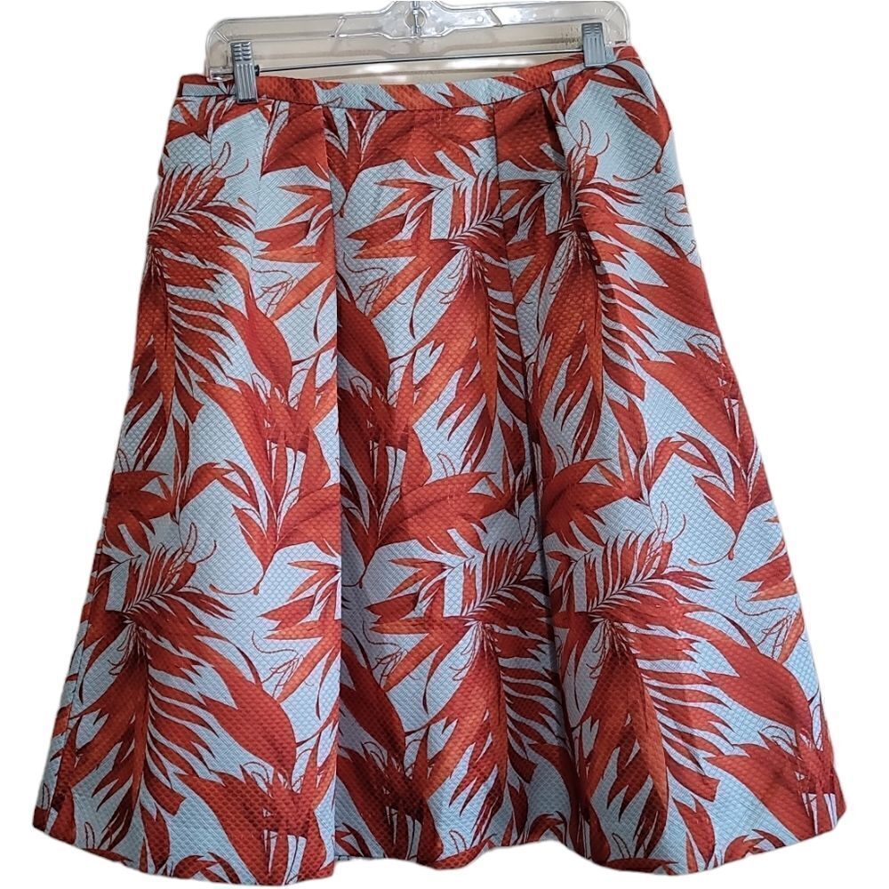 H&M Tropical blue & orange High Waist Skirt with Pockets Sz 12